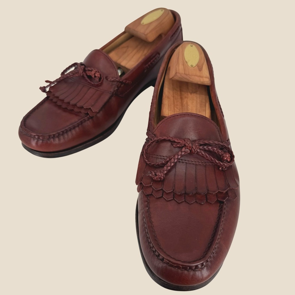 Allen Edmonds Woodstock Loafers Men 11 D Burgundy Leather Kiltie Tassel USA